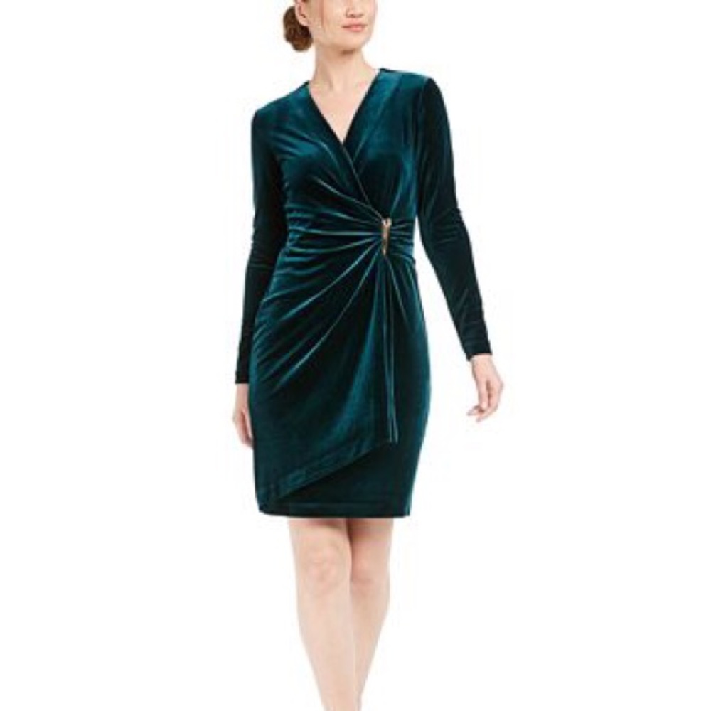 Dark Emerald Green Calvin Klein Velvet Dress